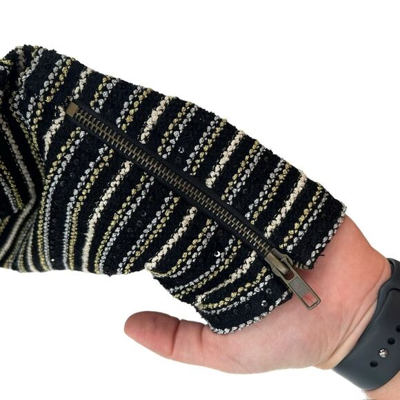 Sanctuary Women’s L Metallic Gold & Silver Sequin Tweed Dress Knee Length Boucle - Picture 5 of 8